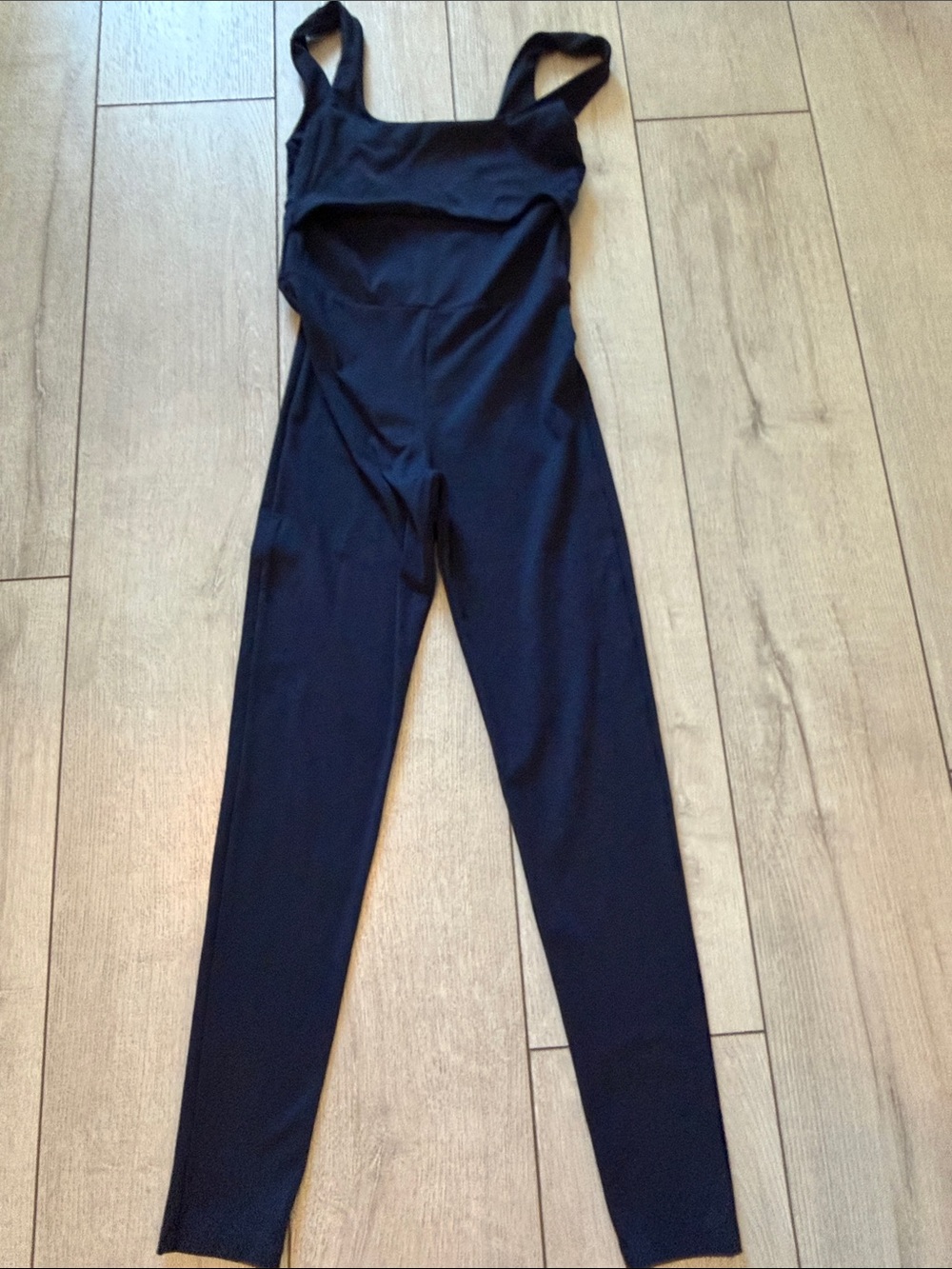 Square-Neck Black Stretch Jumpsuit